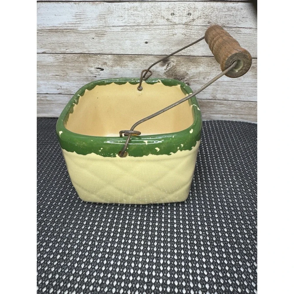 VTG Alpine Pottery Roseville Ohio Crock Bird Houses Bluebird Mini Bucket Planter